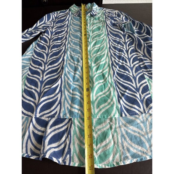 Roberta Roller Rabbit XS Leaf Print Blue & Green Button-Up Shirt - Picture 6 of 10